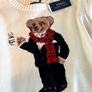 Polo Ralph Lauren Lunar New Year Polo Bear Sweater in White